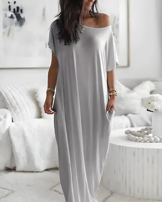 Off-Shoulder Batwing Sleeve Maxi Lounge Dress
