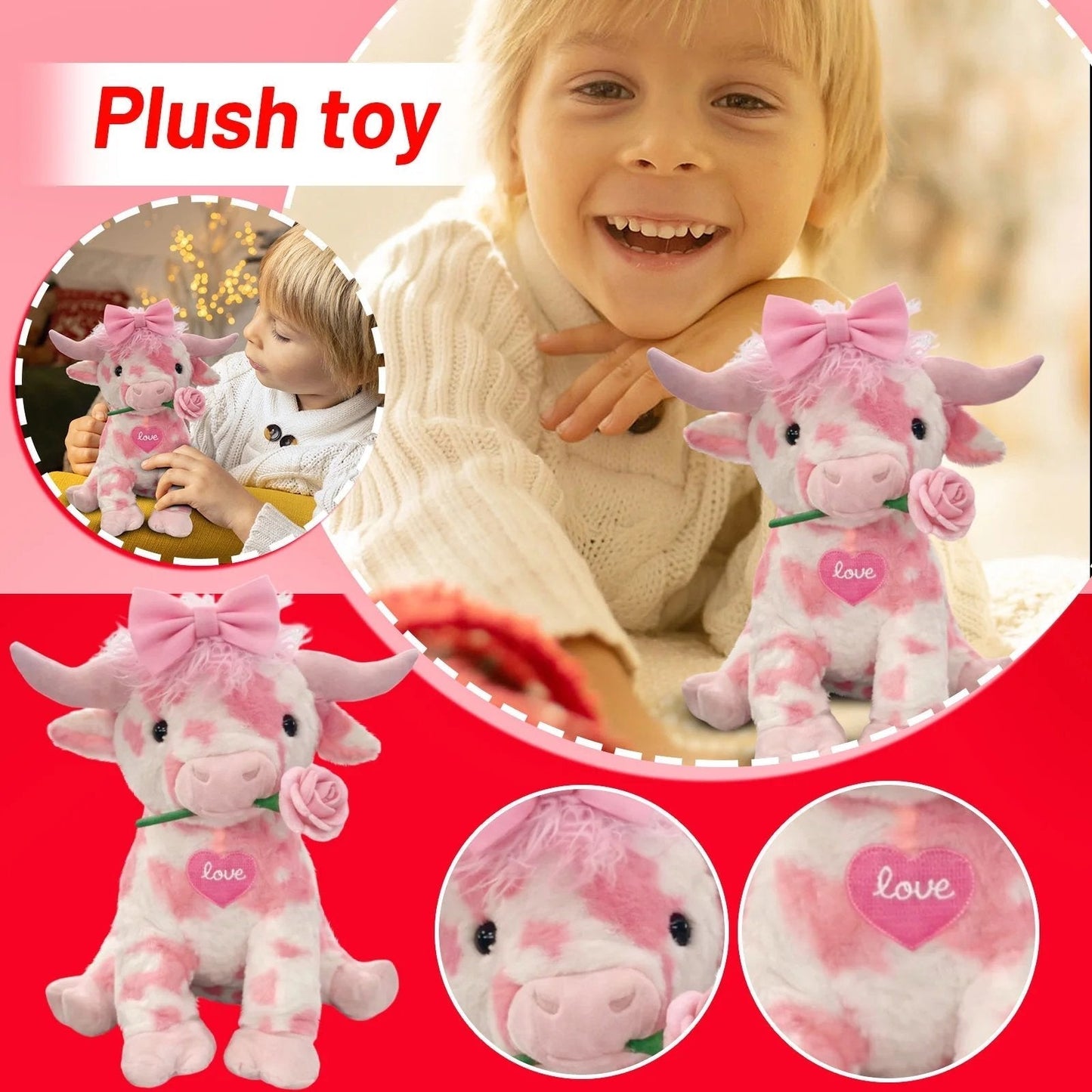 🐮Adorable Pink Highland Cow Plush