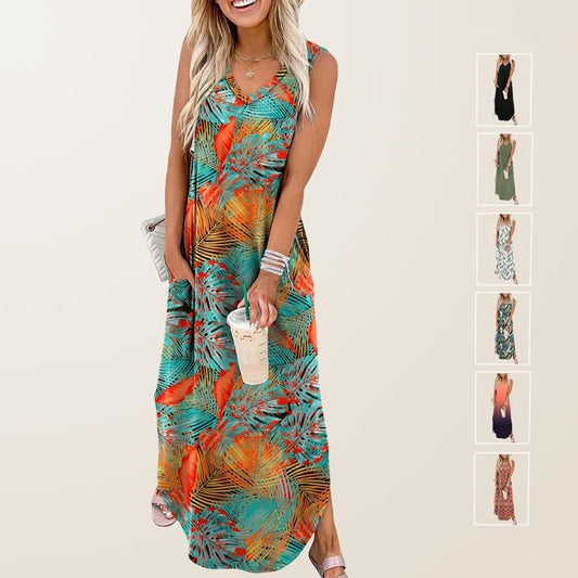 Summer Dresses Maxi Dress Vacation Beach Sundresses 2025 with Pockets
