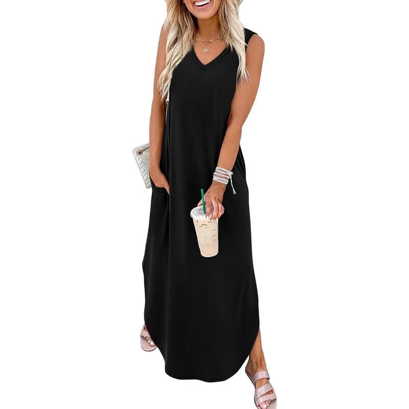 Summer Dresses Maxi Dress Vacation Beach Sundresses 2025 with Pockets