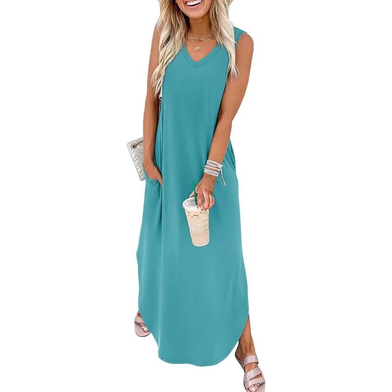 Summer Dresses Maxi Dress Vacation Beach Sundresses 2025 with Pockets