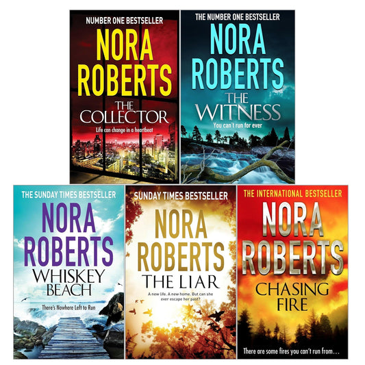 Nora Roberts 5 Books Collection Set (Whiskey Beach, The Witness, The Liar, The Collector, Chasing Fire)