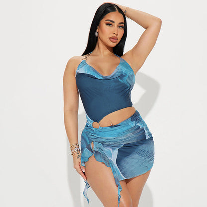 Backless Ring-Linked Halter Cami Dress