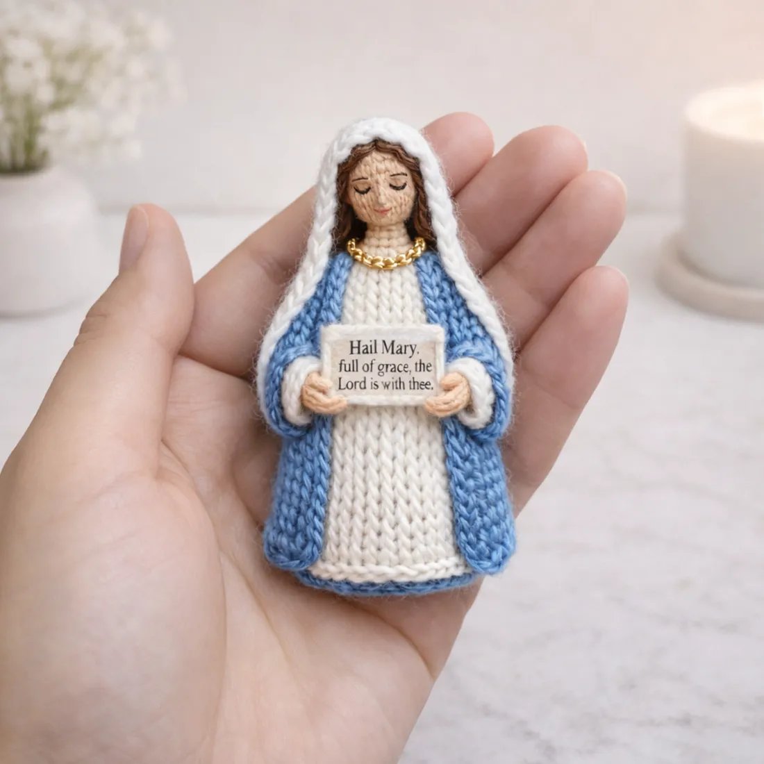 🔥LAST DAY 50% OFF - ✝️Handmade Crochet Virgin Mary – “Hail Mary, Full of Grace”🙏