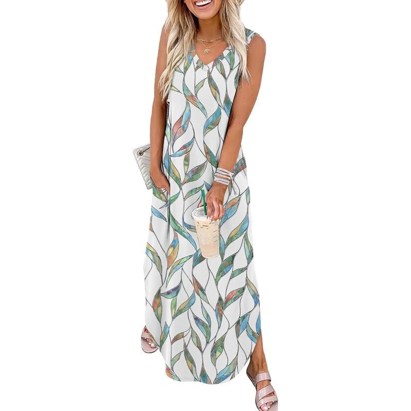 Summer Dresses Maxi Dress Vacation Beach Sundresses 2025 with Pockets